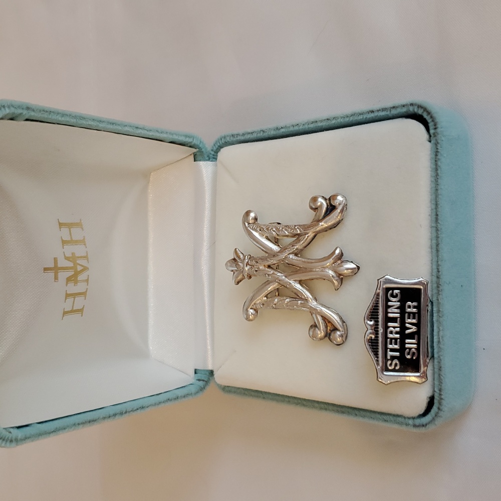 Vintage Sterling Silver Ave Maria Monogram Pin Brooch